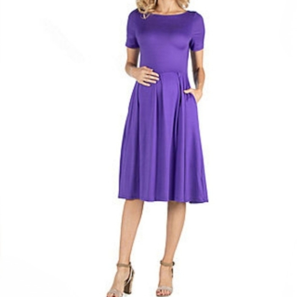 NWT 24/7 Comfort Apparel XL Maternity Purple Dress G-0288